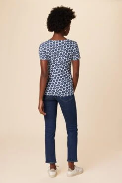 Cara Reverie Knit Tee - Calico Navy -Outlet Sleek Vest Store 9818R1 SS Cara Calico Navy 3