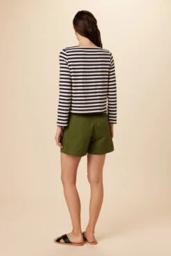 Cecelia Long Sleeve Reverie Knit Tee - Navy And Ivory -Outlet Sleek Vest Store 9819 Cecelia Navy Ivory Stripe 3