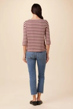 Cecelia Reverie Knit Tee - Maple Rose Stripe -Outlet Sleek Vest Store 9819 Cecelia Paris Stripe Maple Rose 3