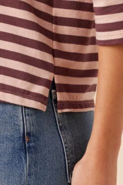 Cecelia Reverie Knit Tee - Maple Rose Stripe -Outlet Sleek Vest Store 9819 Cecelia Paris Stripe Maple Rose 4