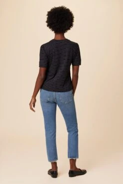 Odilia Reverie Slub Tee - Nissi Stripe Black -Outlet Sleek Vest Store 9828 Odilia Slub Nissi Stripe Black 3