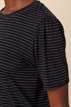 Odilia Reverie Slub Tee - Nissi Stripe Black -Outlet Sleek Vest Store 9828 Odilia Slub Nissi Stripe Black 4