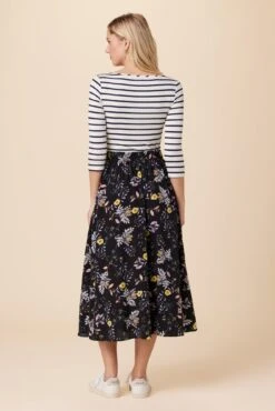 Blaze Washable Silk Skirt - French Jardin Black -Outlet Sleek Vest Store 9838 Blaze French Jardin Black 3