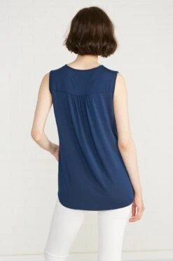 Melis Keyhole Tank - Navy - ReAmour -Outlet Sleek Vest Store melis navy 054w